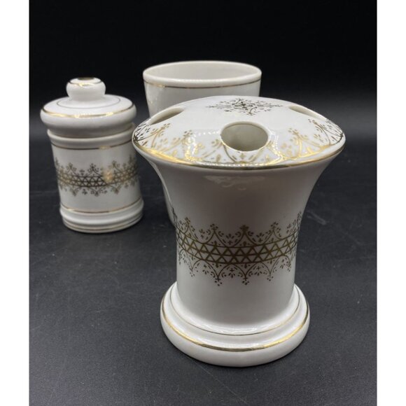 MCM Nasco Japan Apothecary Vanity Set 3 Hollywood Regency Gold Trim - Picture 13 of 16